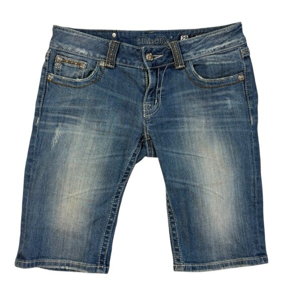 Miss Me Pants - *Miss Me Bermuda Shorts Womens 29 Light Wash Flap Pockets Embellished Festival